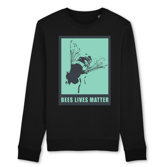 Unisex organic sweatshirt with bees lives matter print