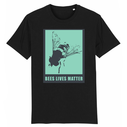 Mens organic shirt with bees lives matter print